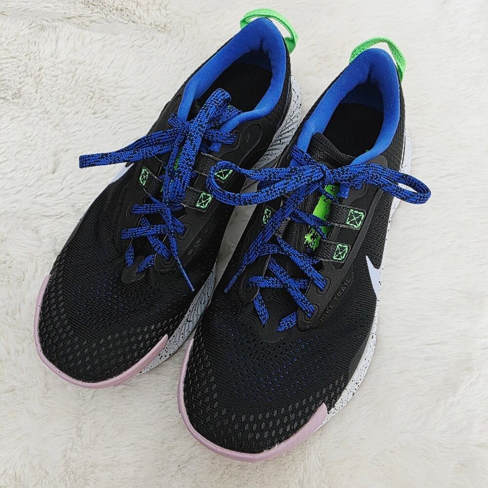 Nike Pegasus Trail 3 Women's Running Shoes Black Blue Pink React Sneakers 6 - Picture 2 of 13